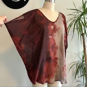 Helmut Lang silk watercolor stain dye print top M